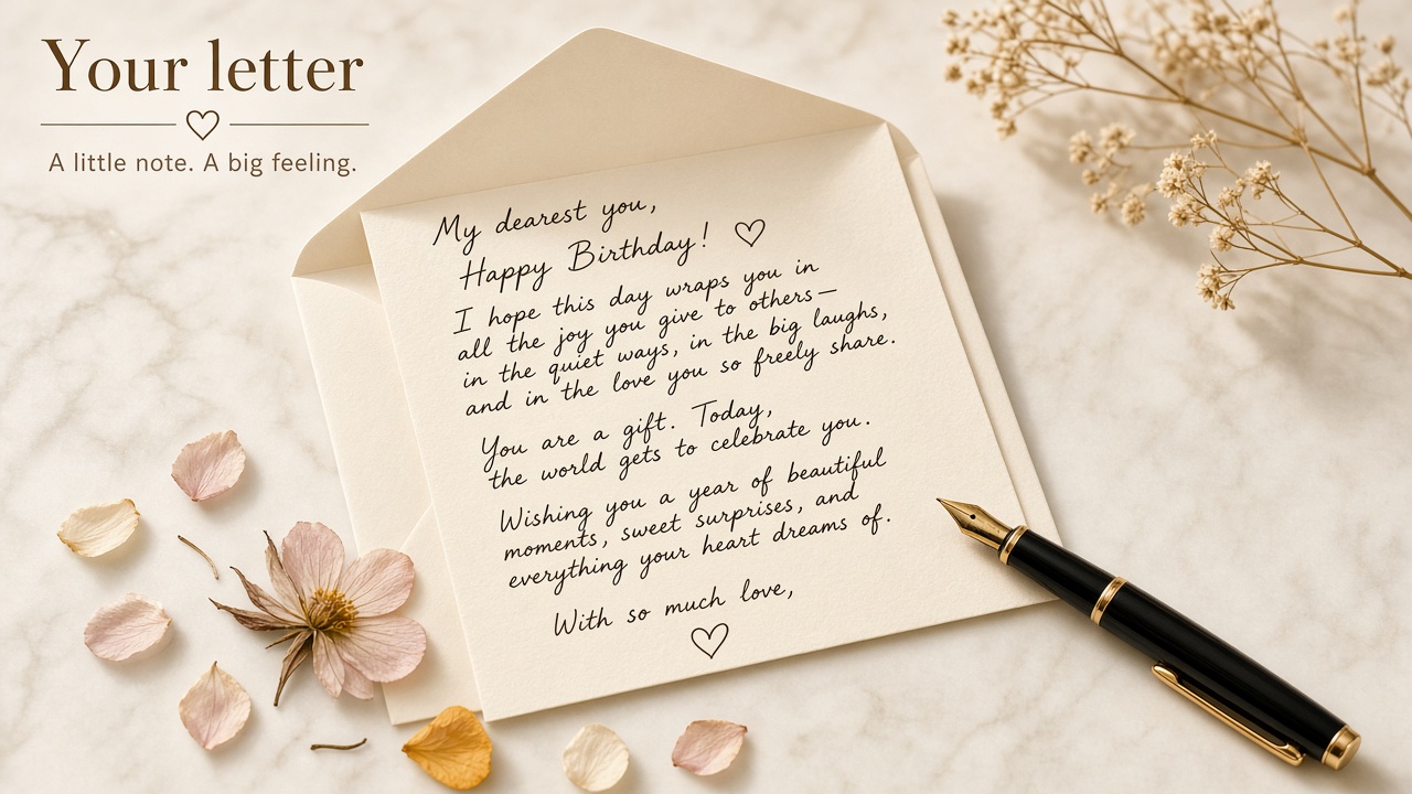 A handwritten birthday letter with flowers