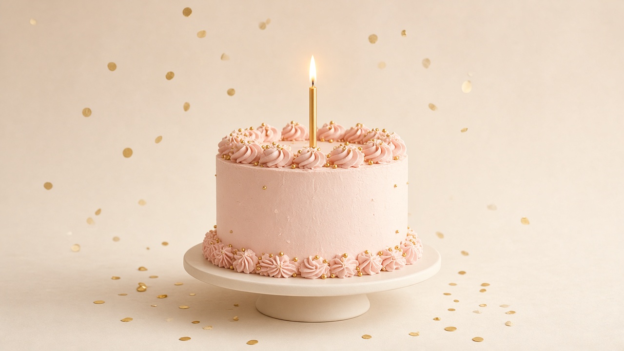 Birthday page opening with a cake and lit candle